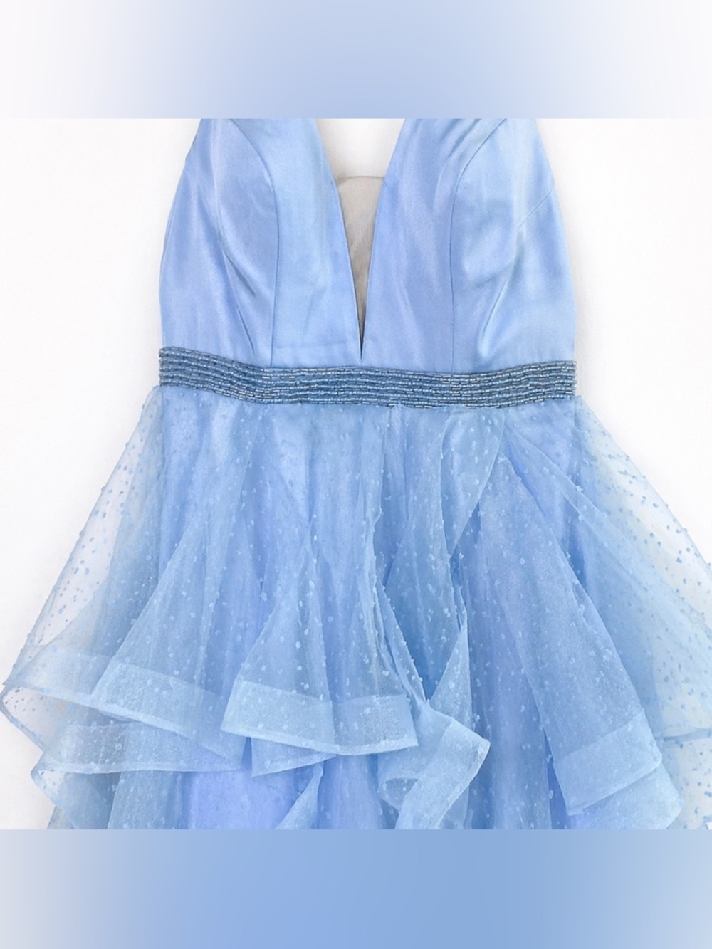 Nox Anabel Periwinkle Swiss Dot Mesh Tiered Prom Dress Gown Medium Fairycore - Picture 6 of 17